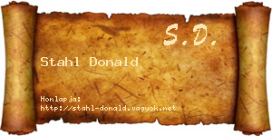 Stahl Donald névjegykártya